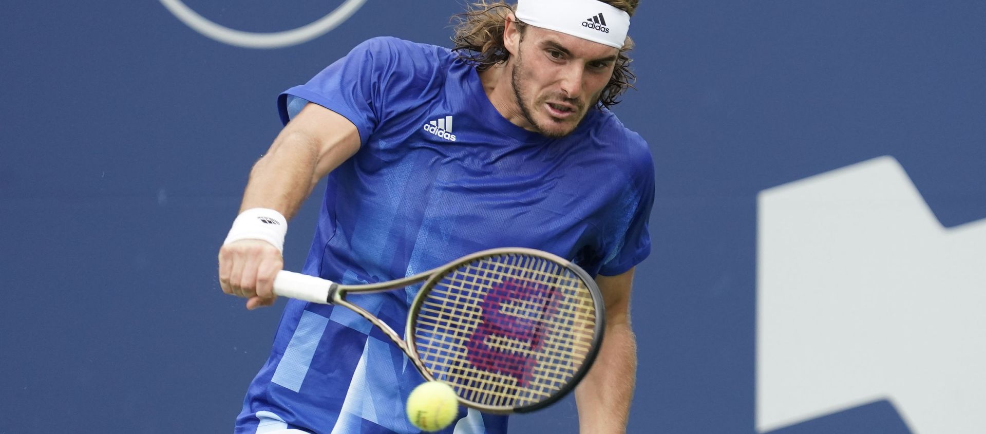 Aug 12, 2021; Toronto, Ontario, Canada; Stefanos Tsitsipas of Greece returns a ball to Karen Khachanov of Russia (not pictured) at Aviva Centre - Sputnik International, 1920, 20.08.2021