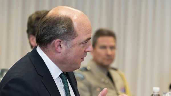 The United Kingdom Secretary of State for Defense Ben Wallace speaks during a meeting with Secretary of Defense Lloyd Austin - Sputnik International