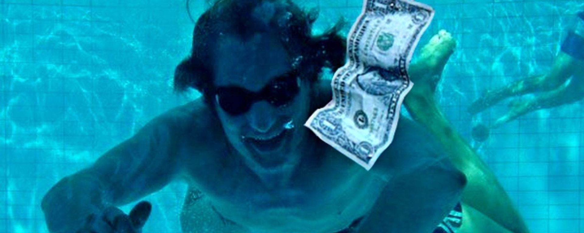 A spoof of the famous cover of Nirvana's 1991 album Nevermind (then with Spencer Elden as the model) - Sputnik International, 1920, 25.08.2021
