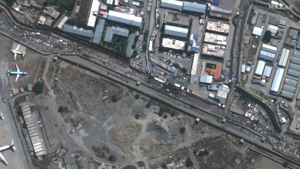 An overview of the Abbey Gate at Hamid Karzai International Airport, in Kabul, Afghanistan August 23, 2021, in this satellite image obtained by Reuters on August 26, 2021. - Sputnik International