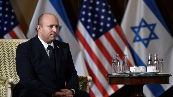 Israeli Prime Minister Naftali Bennett listens during a meeting with U.S. Secretary of State Antony Blinken at the Willard Hotel in Washington, D.C., U.S. August 25, 2021. - Sputnik International