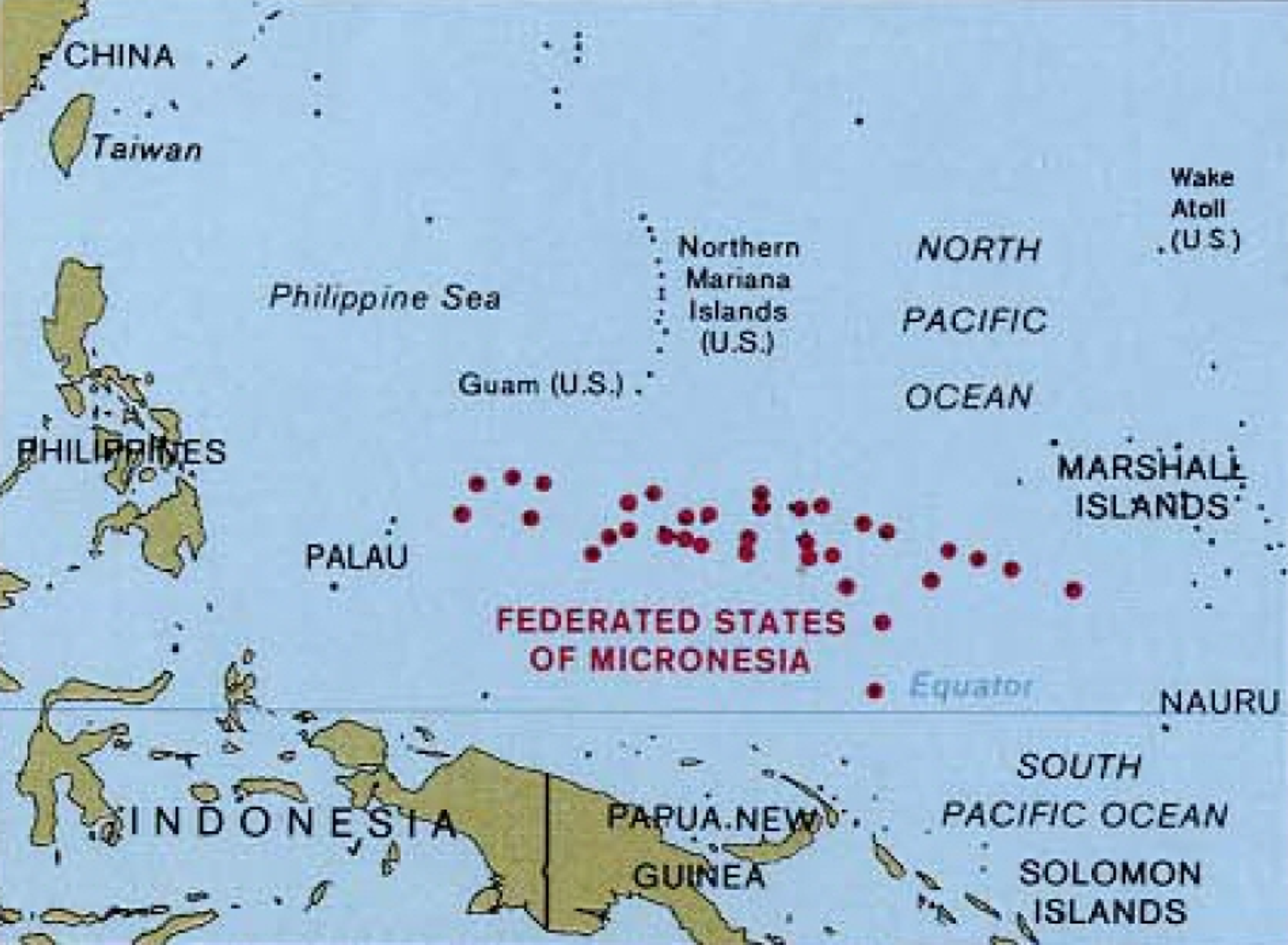 A map of the western Pacific, highlighting the Federated States of Micronesia A map of the western Pacific, highlighting the Federated States of Micronesia - Sputnik International, 1920, 07.09.2021