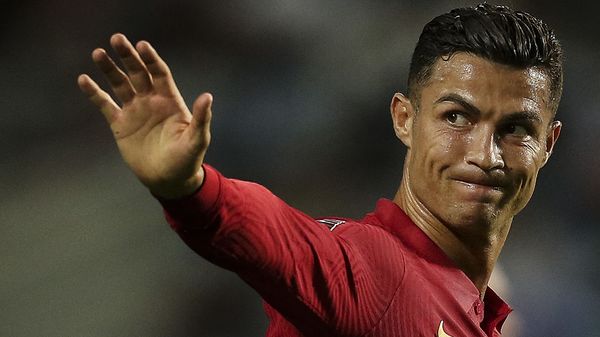 Portugal's forward Cristiano Ronaldo reacts during the FIFA World Cup Qatar 2022 European qualifying round group A football match between Portugal and Republic of Ireland at the Algarve stadium in Loule, near Faro, southern Portugal, on September 1, 2021 - Sputnik International