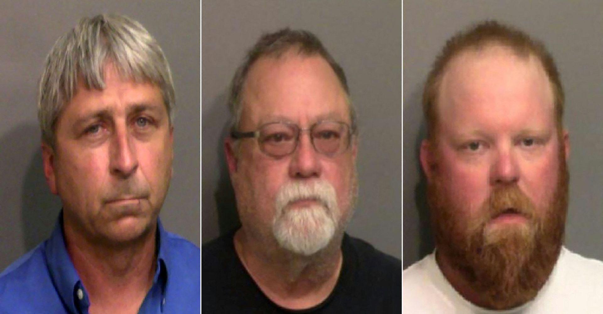 This combination of handout photos created on June 24, 2020 using booking photos released by the Glynn County Sheriff's Office in Georgia shows (from L) William Roderick Bryan, Gregory McMichael and his son, Travis McMichael. This combination of handout photos created on June 24, 2020 using booking photos released by the Glynn County Sheriff's Office in Georgia shows (from L) William Roderick Bryan, Gregory McMichael and his son, Travis McMichael. - Sputnik International, 1920, 07.09.2021