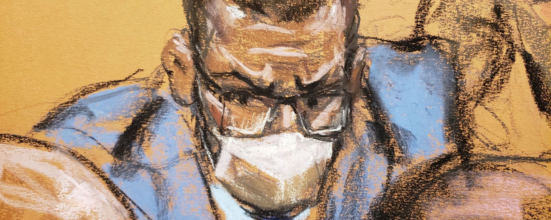R. Kelly confers with his lawyers during his sex abuse trial at Brooklyn's Federal District Court in a courtroom sketch in New York, 2 September 2021 R. Kelly confers with his lawyers during his sex abuse trial at Brooklyn's Federal District Court in a courtroom sketch in New York, 2 September 2021 - Sputnik International, 1920, 04.09.2021