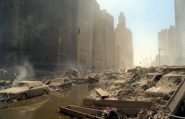 Rubble and ash fill lower Manhattan streets after two hijacked airplanes were flown into the twin towers of the World Trade Center in  New York, on Tuesday, 11 September 2001. - Sputnik International