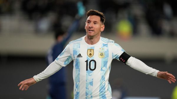 Soccer Football - World Cup - South American Qualifiers - Argentina v Bolivia - El Monumental, Buenos Aires, Argentina - September 9, 2021 Argentina's Lionel Messi celebrates scoring their third goal to complete his hat-trick Soccer Football - World Cup - South American Qualifiers - Argentina v Bolivia - El Monumental, Buenos Aires, Argentina - September 9, 2021 Argentina's Lionel Messi celebrates scoring their third goal to complete his hat-trick - Sputnik International