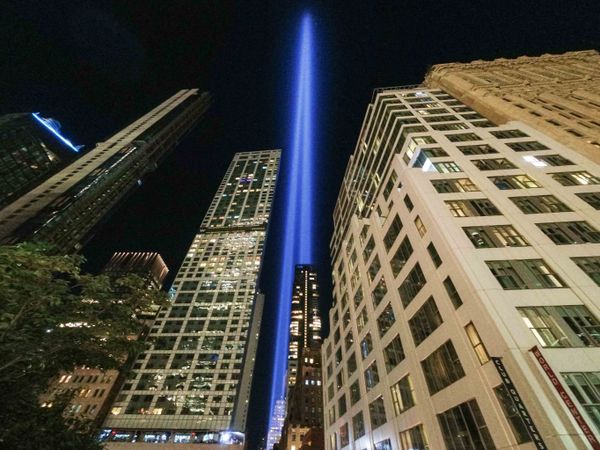 The annual "Tribute in Light" projects two pillars of light into the night sky next to the buildings overlooking the 9/11 Memorial & Museum in New York City on 10 September 2021. The annual "Tribute in Light" projects two pillars of light into the night sky next to the buildings overlooking the 9/11 Memorial & Museum in New York City on 10 September 2021. - Sputnik International