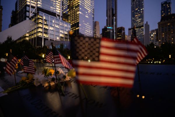 US flags are displayed before a reflecting pool at the 9/11 memorial commemorating the 2001 terrorist attacks, in New York on 10 September 2021. US flags are displayed before a reflecting pool at the 9/11 memorial commemorating the 2001 terrorist attacks, in New York on 10 September 2021. - Sputnik International