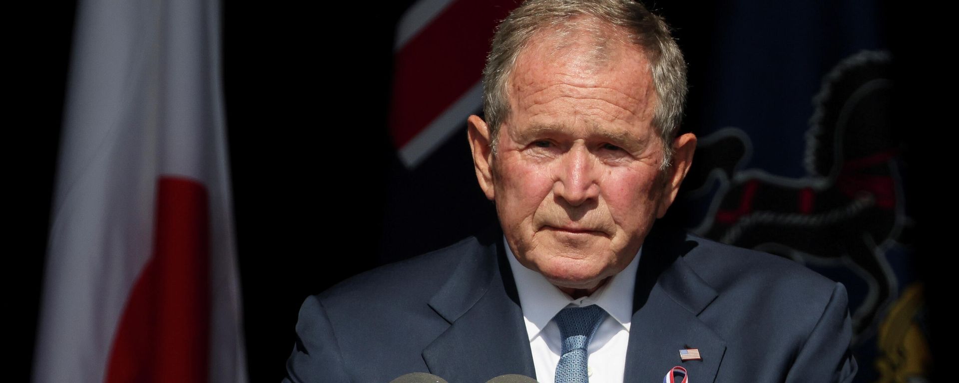 Former U.S. President George W. Bush speaks during an event commemorating the 20th anniversary of the September 11, 2001 attacks at the Flight 93 National Memorial in Stoystown, Pennsylvania, U.S., September 11, 2021. Former U.S. President George W. Bush speaks during an event commemorating the 20th anniversary of the September 11, 2001 attacks at the Flight 93 National Memorial in Stoystown, Pennsylvania, U.S., September 11, 2021. - Sputnik International, 1920, 11.09.2021