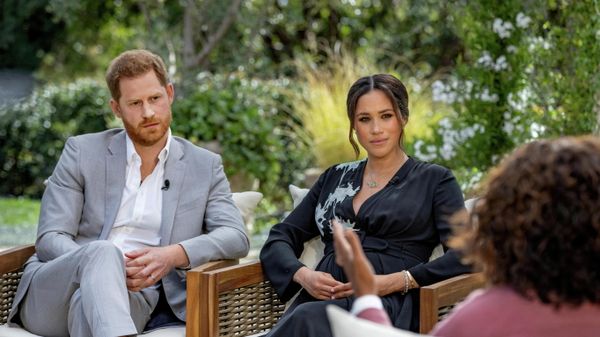 Britain's Prince Harry and Meghan, Duchess of Sussex, are interviewed by Oprah Winfrey in this undated handout photo Britain's Prince Harry and Meghan, Duchess of Sussex, are interviewed by Oprah Winfrey in this undated handout photo - Sputnik International