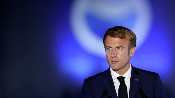 French President Emmanuel Macron looks on while delivering a statement during the 8th MED7 Mediterranean countries summit, in Athens, Greece, September 17, 2021. - Sputnik International