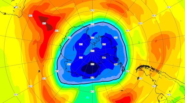 A map of the ozone hole over the South Pole on September 17, 2021 - Sputnik International