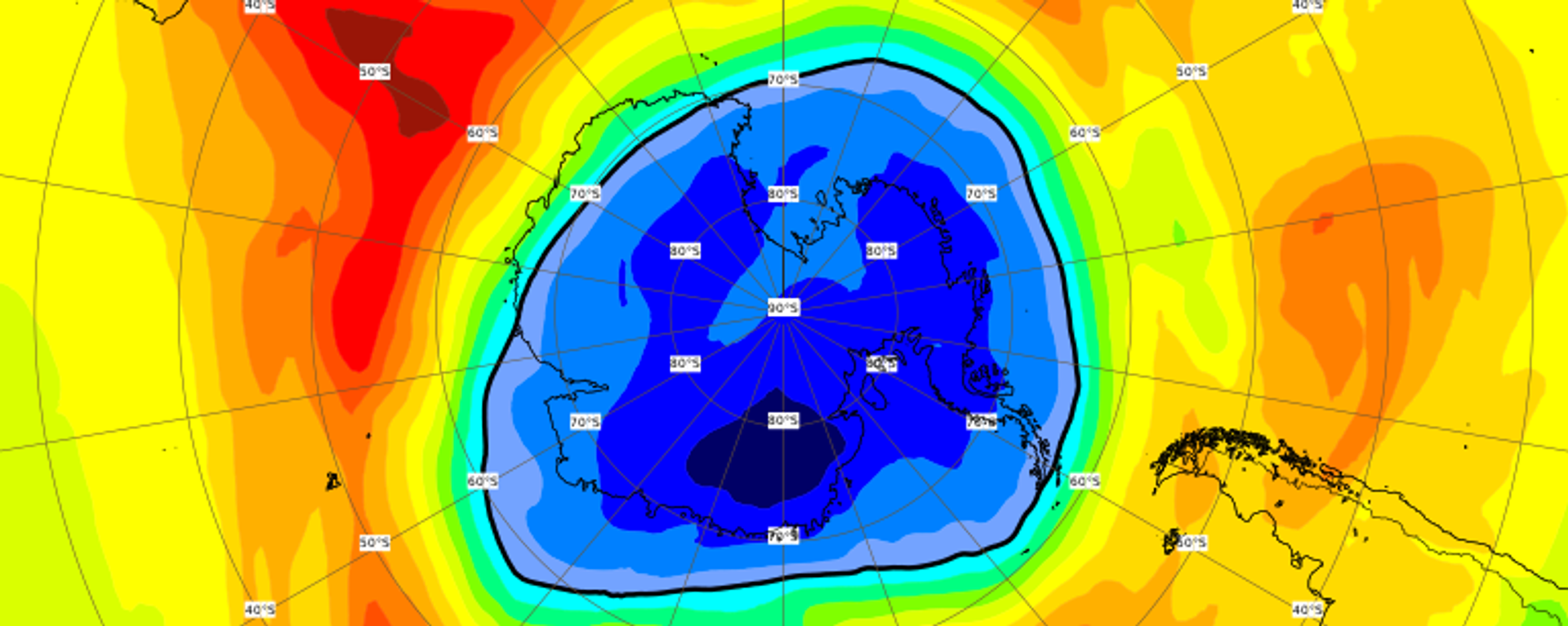 A map of the ozone hole over the South Pole on September 17, 2021 - Sputnik International, 1920, 18.09.2021