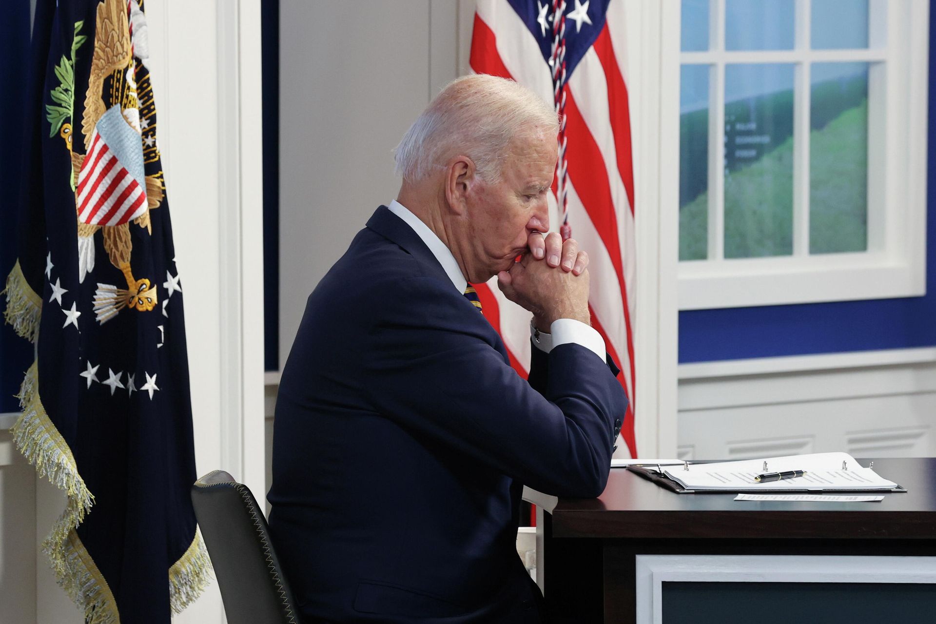 U.S. President Joe Biden participates in a meeting of the Major Economies Forum on Energy and Climate (MEF) on climate change, from an auditorium at the White House in Washington, U.S., September 17, 2021 - Sputnik International, 1920, 18.09.2021