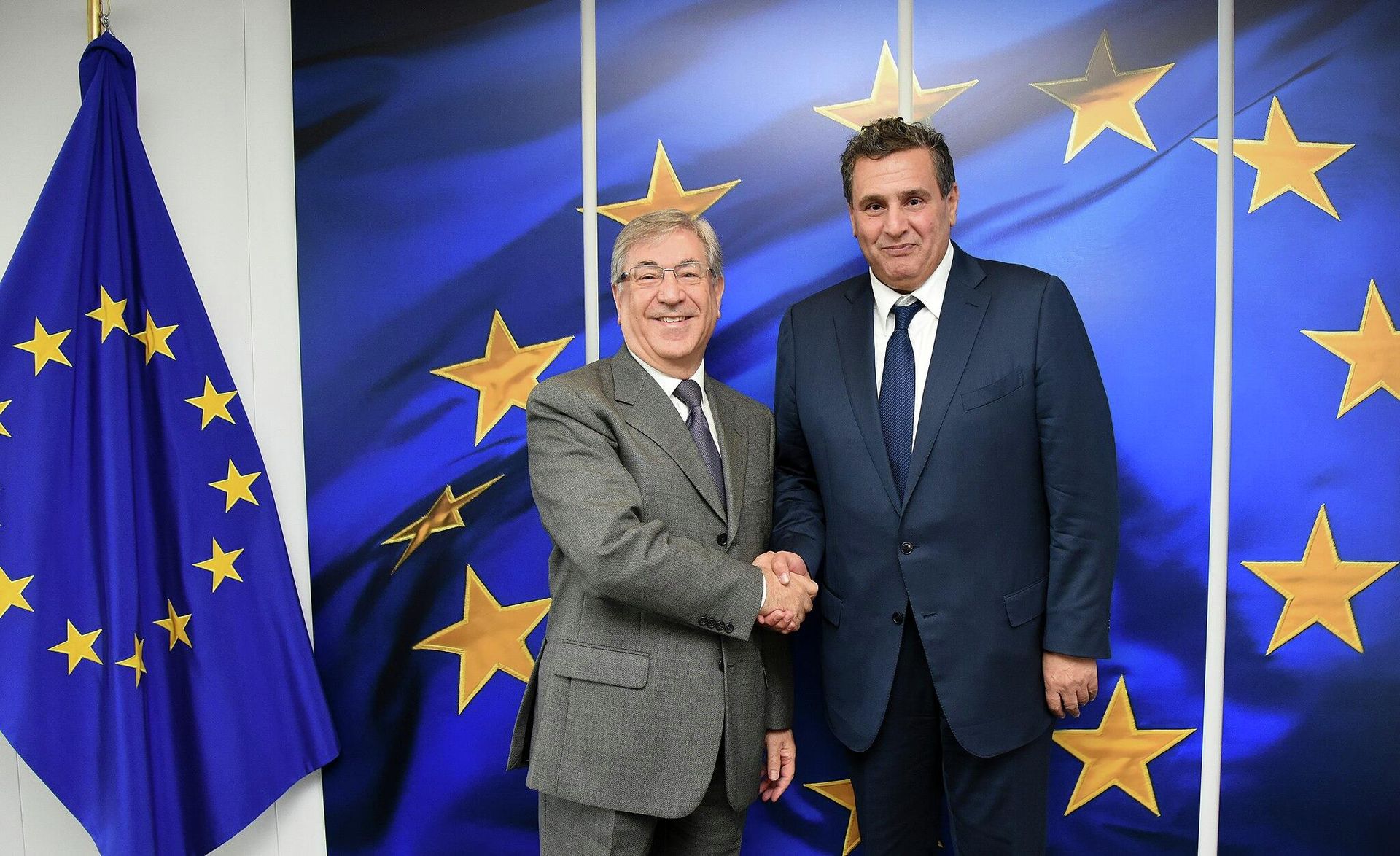 Visit of Aziz Akhannouch, Moroccan Minister for Agriculture, Maritime Fisheries, Rural Development and Water and Forests, to the European Commission on 23 January 2018 Visit of Aziz Akhannouch, Moroccan Minister for Agriculture, Maritime Fisheries, Rural Development and Water and Forests, to the European Commission on 23 January 2018 - Sputnik International, 1920, 23.09.2021