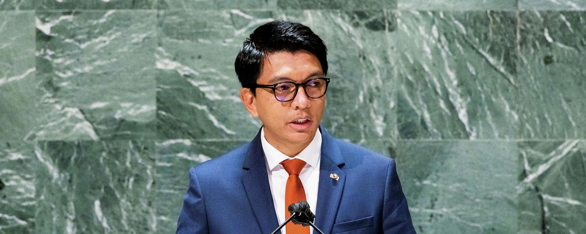 Madagascar’s President Andry Nirina Rajoelina addresses the General Debate of the 76th Session of the United Nations General Assembly in New York City, U.S., September 22, 2021. Madagascar’s President Andry Nirina Rajoelina addresses the General Debate of the 76th Session of the United Nations General Assembly in New York City, U.S., September 22, 2021. - Sputnik International, 1920, 24.09.2021