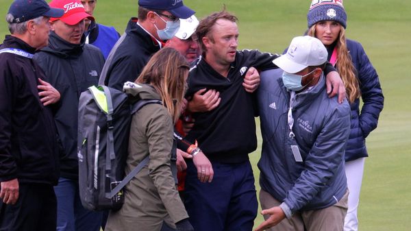 Golf - The 2020 Ryder Cup - Whistling Straits, Sheboygan, Wisconsin, U.S. - September 23, 2021 Actor Tom Felton receives medical attention during a practice round - Sputnik International
