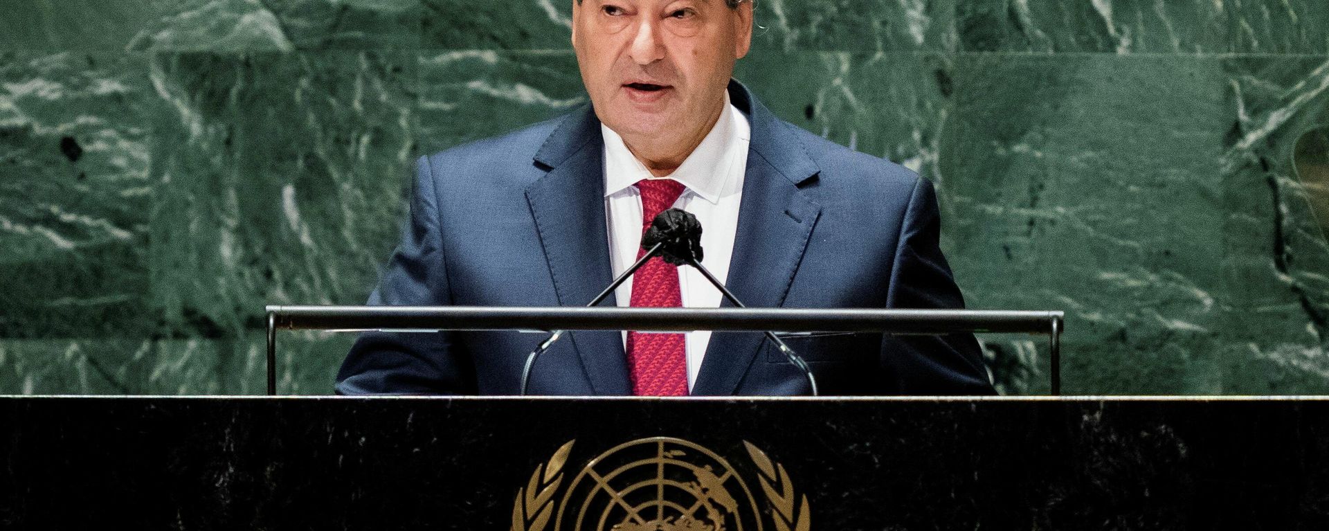 Syria’s foreign minister Faisal Mekdad addresses the 76th Session of the United Nations General Assembly, at the U.N. headquarters in New York, U.S., September 27, 2021 Syria’s foreign minister Faisal Mekdad addresses the 76th Session of the United Nations General Assembly, at the U.N. headquarters in New York, U.S., September 27, 2021 - Sputnik International, 1920, 27.09.2021