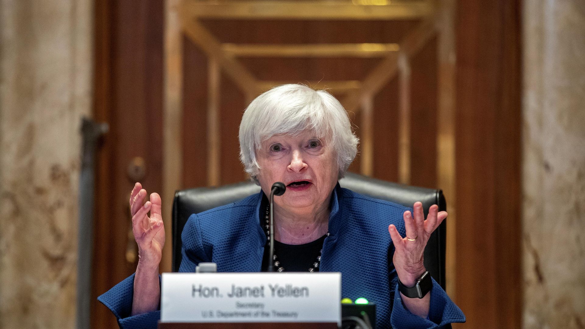 U.S. Treasury Secretary Janet Yellen testifies before the Senate Appropriations Subcommittee on Financial Services about the FY22 Treasury budget request on Capitol Hill, in Washington, DC, U.S., June 23, 2021. U.S. Treasury Secretary Janet Yellen testifies before the Senate Appropriations Subcommittee on Financial Services about the FY22 Treasury budget request on Capitol Hill, in Washington, DC, U.S., June 23, 2021. - Sputnik International, 1920, 14.10.2021