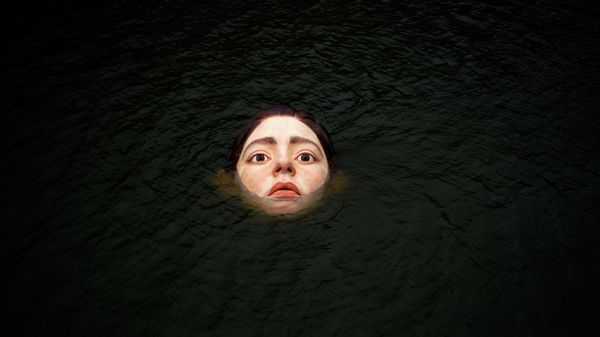 A fibreglass sculpture entitled 'Bihar' (Tomorrow in Basque), by Mexican hyperrealist artist Ruben Orozco, is submerged in the Nervion river in Bilbao, Spain, September 27, 2021 - Sputnik International