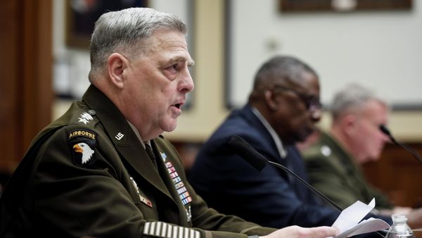 Secretary of Defense Lloyd J. Austin, Chairman of the Joint Chiefs of Staff Gen. Mark A. Milley and Marine Corps Gen. Kenneth F. McKenzie, commander of US Central Command, testify before the House Armed Services Committee on the conclusion of military operations in Afghanistan at the Rayburn House Office building on Capitol Hill in Washington, DC, U.S. September 29, 2021 - Sputnik International