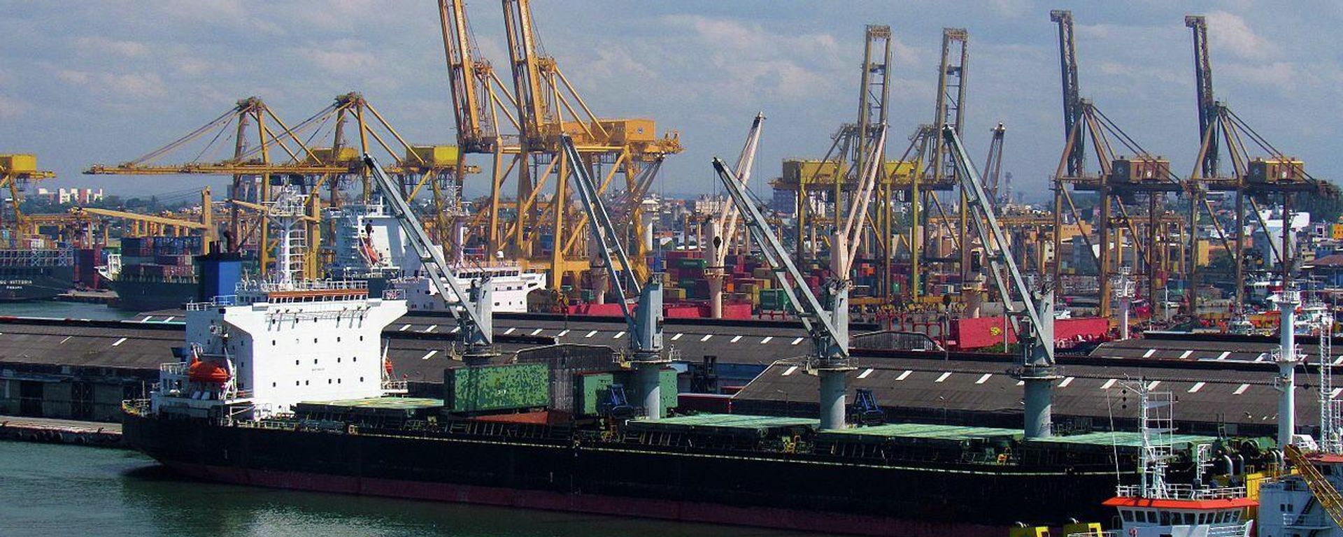 Ships and gantry cranes at the Colombo Harbour, Sri Lanka Ships and gantry cranes at the Colombo Harbour, Sri Lanka - Sputnik International, 1920, 30.09.2021