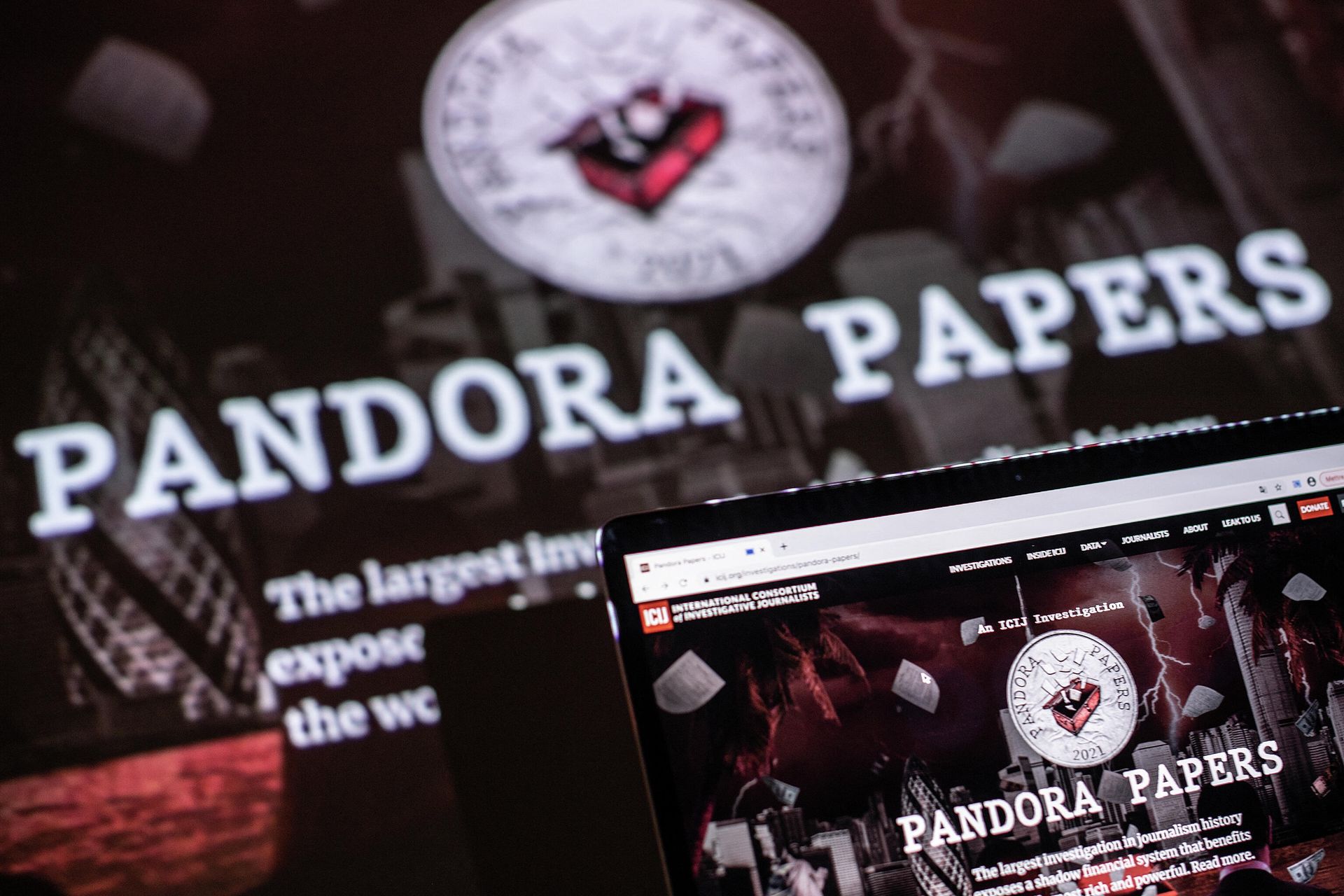This photograph illustration shows the logo of Pandora Papers, in Lavau-sur-Loire, western France, on October 4, 2021 This photograph illustration shows the logo of Pandora Papers, in Lavau-sur-Loire, western France, on October 4, 2021 - Sputnik International, 1920, 06.10.2021