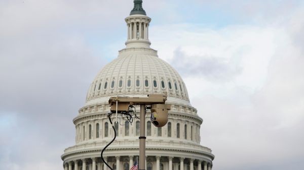 A security camera is seen at the U.S. Capitol as Senate Democrats and Republicans sought to reach an agreement on to avert a debt crisis in Washington, U.S., October 7, 2021. - Sputnik International