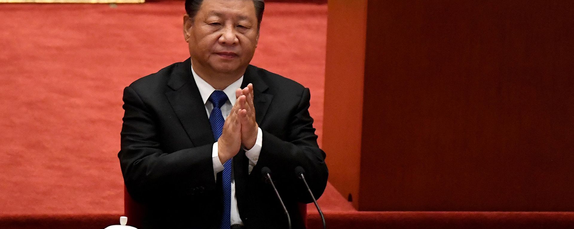 Chinese President Xi Jinping attends the commemoration of the 110th anniversary of the Xinhai Revolution which overthrew the Qing Dynasty and led to the founding of the Republic of China, at the Great Hall of the People in Beijing on October 9, 2021. Chinese President Xi Jinping attends the commemoration of the 110th anniversary of the Xinhai Revolution which overthrew the Qing Dynasty and led to the founding of the Republic of China, at the Great Hall of the People in Beijing on October 9, 2021. - Sputnik International, 1920, 09.10.2021