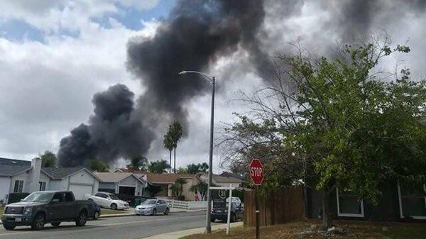 A social media photo of the plane crash that occurred in San Diego, California area on October 11, 2021. - Sputnik International