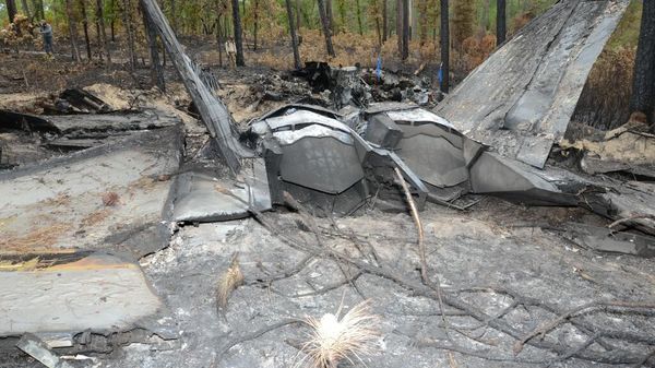 Photo of the wreckage of an F-22 Raptor fighter jet that crashed on May 15, 2020 obtained by Air Force Times via FOIA request. - Sputnik International