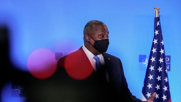 United States Defense Secretary Lloyd J. Austin III makes a statement during a meeting with NATO Secretary General Jens Stoltenberg at NATO headquarters in Brussels, Belgium, October 21, 2021. - Sputnik International