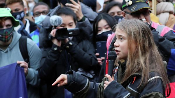 Swedish activist Greta Thunberg speaks at Festival Park as the UN Climate Change Conference (COP26) takes place in Glasgow, Scotland, Britain, November 1, 2021 - Sputnik International