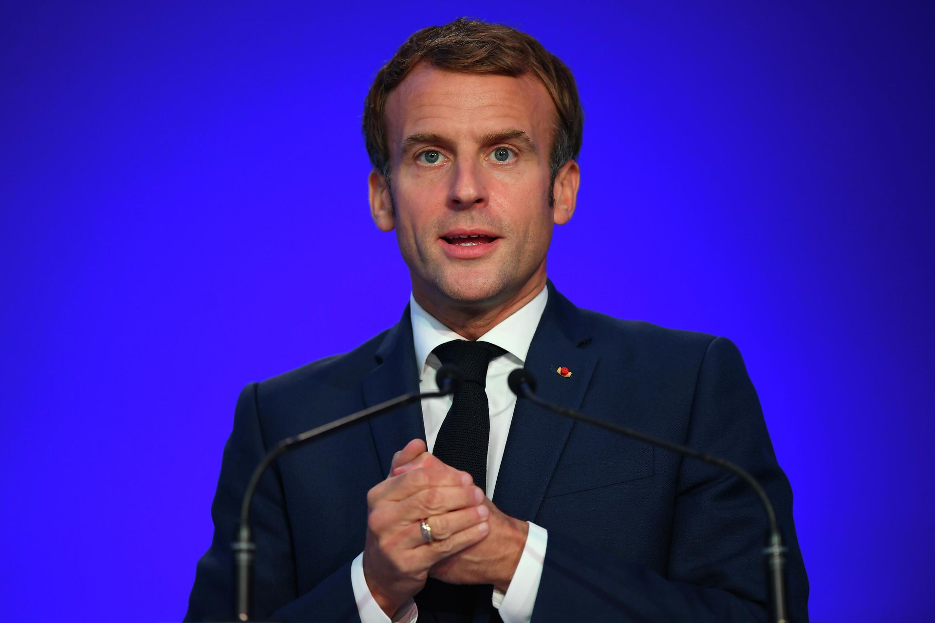 France's President Emmanuel Macron presents his national statement as a part of the World Leaders' Summit at the UN Climate Change Conference (COP26) in Glasgow, Scotland, Britain November 1, 2021 France's President Emmanuel Macron presents his national statement as a part of the World Leaders' Summit at the UN Climate Change Conference (COP26) in Glasgow, Scotland, Britain November 1, 2021 - Sputnik International, 1920, 02.12.2021