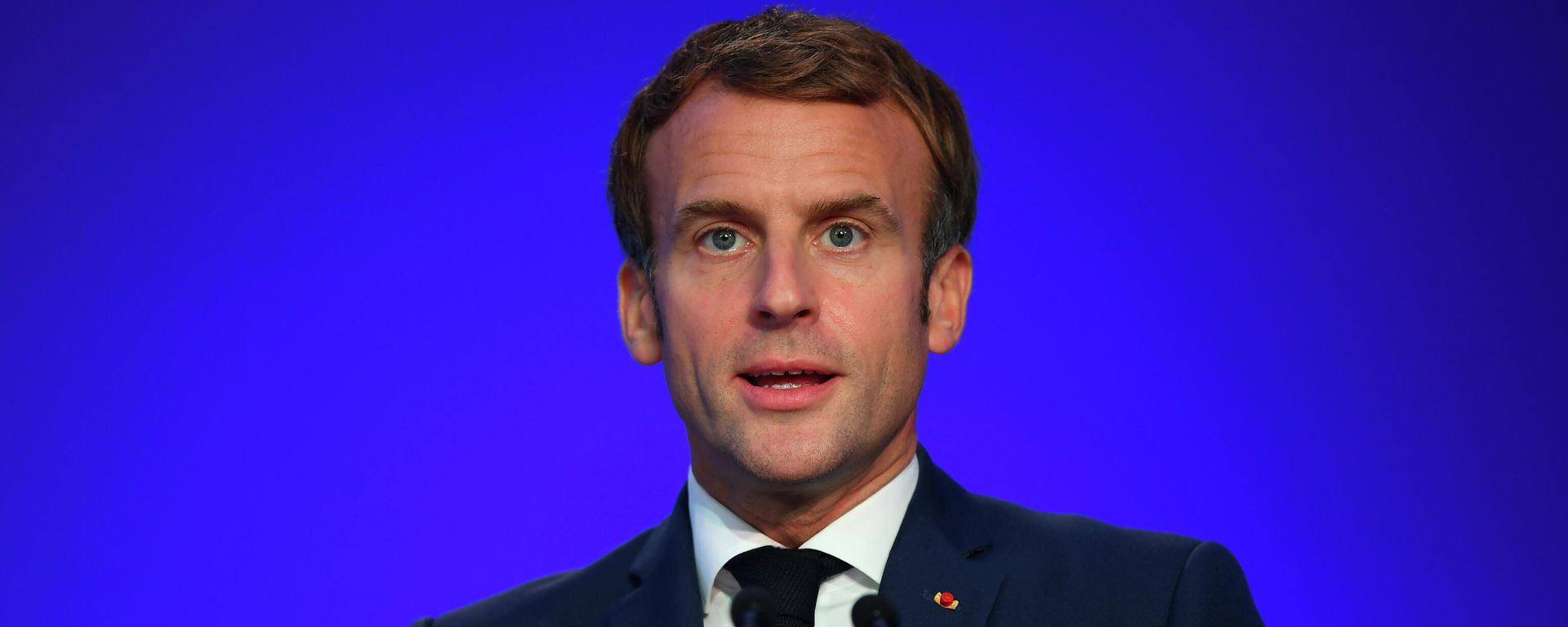 France's President Emmanuel Macron presents his national statement as a part of the World Leaders' Summit at the UN Climate Change Conference (COP26) in Glasgow, Scotland, Britain November 1, 2021 France's President Emmanuel Macron presents his national statement as a part of the World Leaders' Summit at the UN Climate Change Conference (COP26) in Glasgow, Scotland, Britain November 1, 2021 - Sputnik International, 1920, 04.11.2021