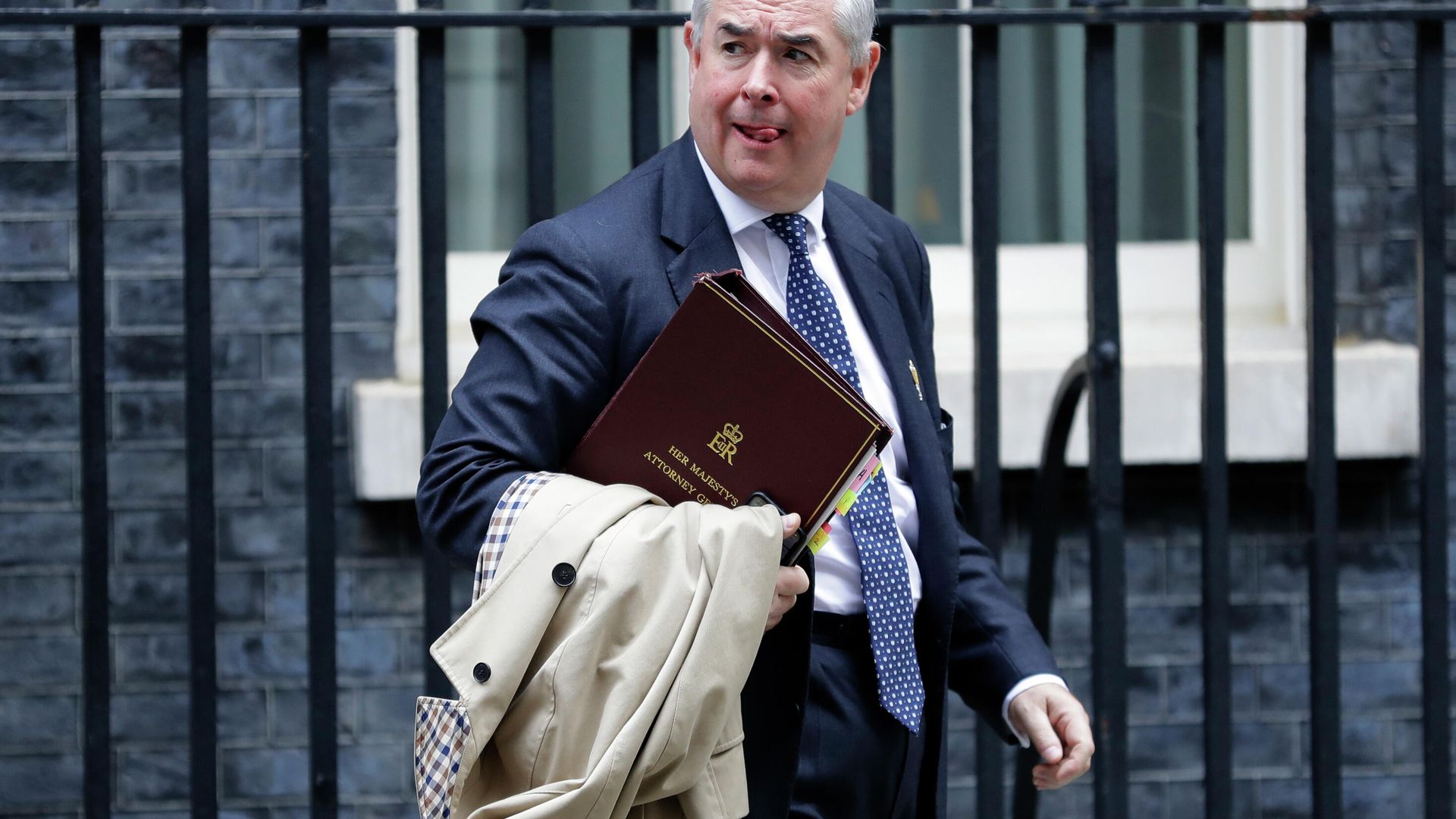 Britain's Attorney General Geoffrey Cox leaves after attending a cabinet meeting at Downing Street in London, Thursday, Oct. 3, 2019. The U.K. offered the European Union a proposed last-minute Brexit deal on Wednesday that it said represents a realistic compromise for both sides, as British Prime Minister Boris Johnson urged the bloc to hold rapid negotiations towards a solution after years of wrangling. Britain's Attorney General Geoffrey Cox leaves after attending a cabinet meeting at Downing Street in London, Thursday, Oct. 3, 2019. The U.K. offered the European Union a proposed last-minute Brexit deal on Wednesday that it said represents a realistic compromise for both sides, as British Prime Minister Boris Johnson urged the bloc to hold rapid negotiations towards a solution after years of wrangling. - Sputnik International, 1920, 09.11.2021