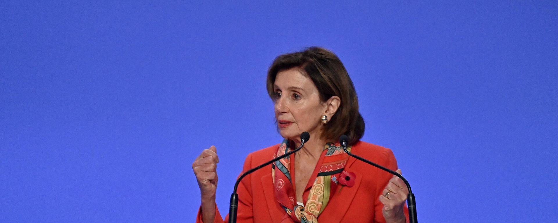 US Speaker of the House Nancy Pelosi speaks at a session during the COP26 UN Climate Change Conference in Glasgow on November 9, 2021. US Speaker of the House Nancy Pelosi speaks at a session during the COP26 UN Climate Change Conference in Glasgow on November 9, 2021. - Sputnik International, 1920, 09.11.2021