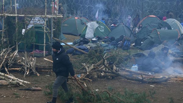 Migrants stuck on the Belarusian-Polish border - Sputnik International