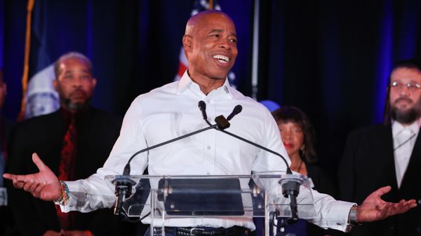 Democratic candidate for New York City Mayor Eric Adams reacts as he speaks after being declared victor at his election night party in Brooklyn, New York, U.S. November 2, 2021 - Sputnik International
