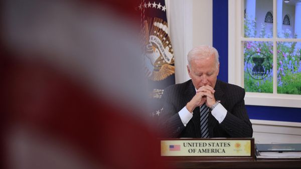 U.S. President Joe Biden delivers remarks during the annual U.S.-ASEAN Summit via video link from the South Court Auditorium in the Eisenhower Executive Office Building on October 26, 2021 in Washington, DC. - Sputnik International