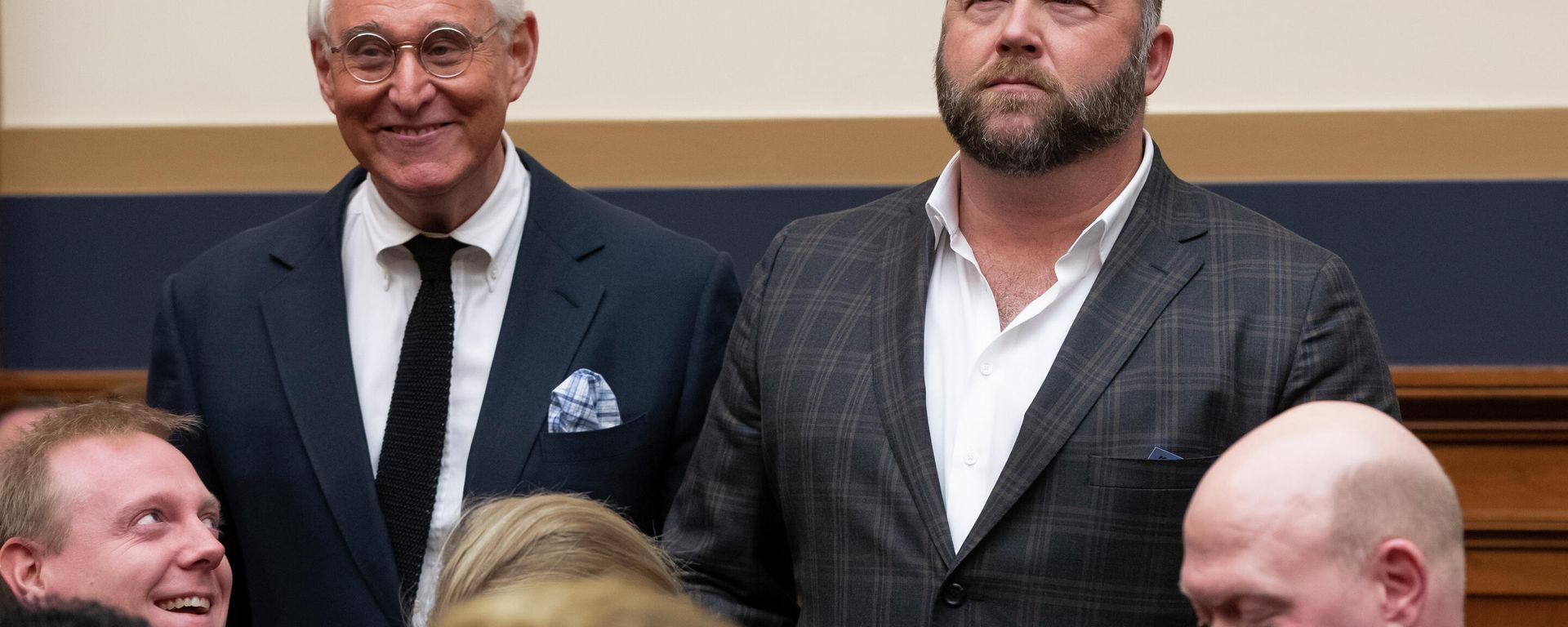 Roger Stone, a confidant of President Donald Trump, left, and radio show host and conspiracy theorist Alex Jones, right, enter the House Judiciary Committee hearing room to hear testimony by Google CEO Sundar Pichai, on Capitol Hill in Washington, Tuesday, Dec. 11, 2018. Roger Stone, a confidant of President Donald Trump, left, and radio show host and conspiracy theorist Alex Jones, right, enter the House Judiciary Committee hearing room to hear testimony by Google CEO Sundar Pichai, on Capitol Hill in Washington, Tuesday, Dec. 11, 2018. - Sputnik International, 1920, 22.11.2021