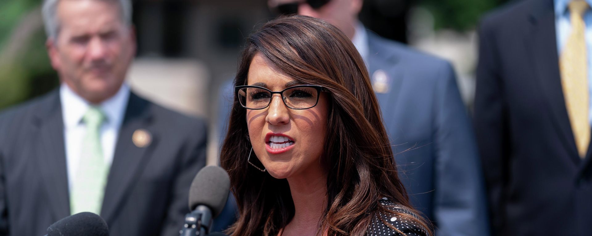 Rep. Lauren Boebert, R-Colo., speaks at a news conference held by members of the House Freedom Caucus on Capitol Hill in Washington, July 29, 2021. - Sputnik International, 1920, 13.12.2022