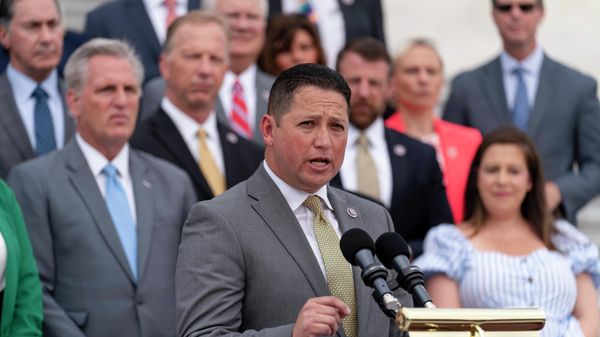 Rep. Tony Gonzales, R-Texas, center, accompanied by House Minority Leader Kevin McCarthy of Calif., left, and House Republican Conference chair Rep. Elise Stefanik, R-N.Y., right, speaks at a news conference on the steps of the Capitol in Washington, Thursday, July 29, 2021, to complain about Speaker of the House Nancy Pelosi, D-Calif., the leadership of President Joe Biden, and guidelines on face masks by the Centers for Disease Control. Rep. Tony Gonzales, R-Texas, center, accompanied by House Minority Leader Kevin McCarthy of Calif., left, and House Republican Conference chair Rep. Elise Stefanik, R-N.Y., right, speaks at a news conference on the steps of the Capitol in Washington, Thursday, July 29, 2021, to complain about Speaker of the House Nancy Pelosi, D-Calif., the leadership of President Joe Biden, and guidelines on face masks by the Centers for Disease Control. - Sputnik International