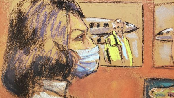 Lawrence Visoski (not seen), former longtime pilot for Jeffrey Epstein, testifies during Ghislaine Maxwell's trial on charges of sex trafficking, in a courtroom sketch in New York City, U.S., November 30, 2021.  - Sputnik International