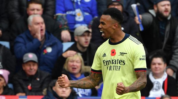 Arsenal's Brazilian defender Gabriel celebrates scoring his team's first goal during the English Premier League football match between Leicester City and Arsenal at King Power Stadium in Leicester, central England on October 30, 2021.  - Sputnik International