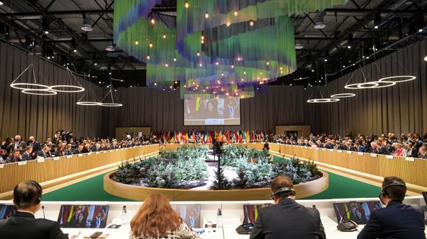 Delegates are seen at the Organization for Security and Co-operation in Europe (OSCE) meeting in Stockholm, on December 2, 2021.  - Sputnik International
