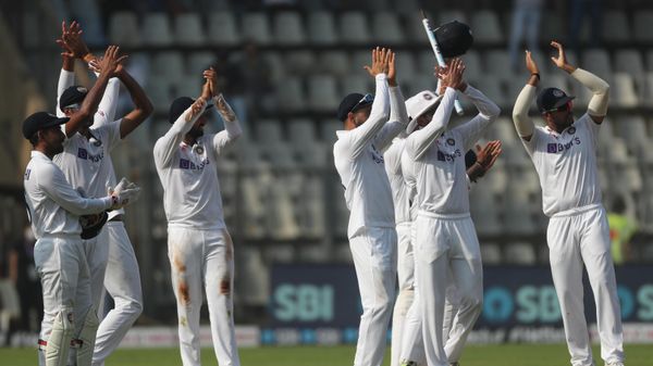 India's cricketers celebrate after winning on the day four of their second test cricket match with New Zealand in Mumbai, India, Monday, Dec. 6, 2021 India's cricketers celebrate after winning on the day four of their second test cricket match with New Zealand in Mumbai, India, Monday, Dec. 6, 2021 - Sputnik International