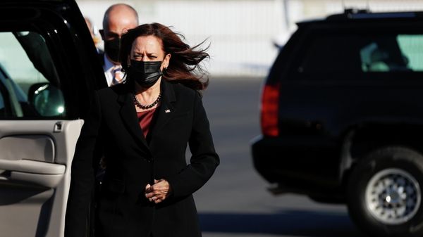 U.S. Vice President Kamala Harris walks before departing, at Charlotte Douglas International Airport, in Charlotte, North Carolina, U.S. December 2, 2021 - Sputnik International