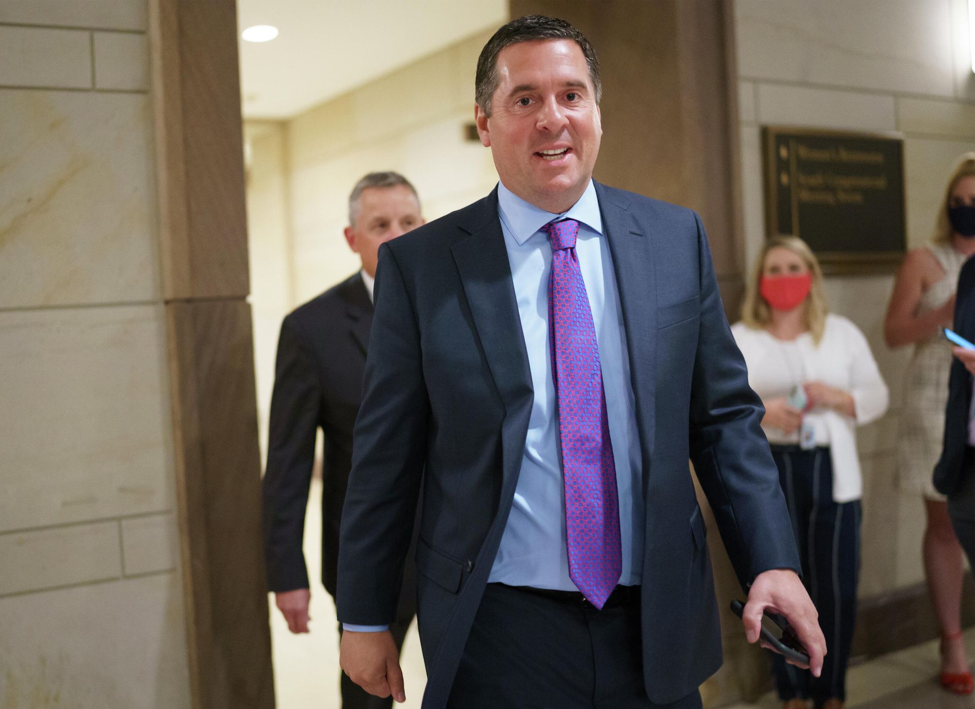 Rep. Devin Nunes, R-Calif, and fellow Republicans arrive for a meeting to consider a replacement for Rep. Liz Cheney, R-Wyo., was ousted from the GOP leadership Wednesday at the Capitol in Washington, Thursday, May 13, 2021. Rep. Devin Nunes, R-Calif, and fellow Republicans arrive for a meeting to consider a replacement for Rep. Liz Cheney, R-Wyo., was ousted from the GOP leadership Wednesday at the Capitol in Washington, Thursday, May 13, 2021. - Sputnik International, 1920, 06.03.2022